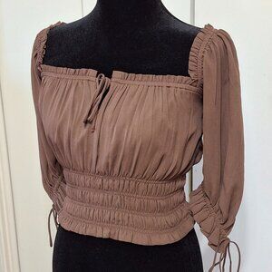 Abercrombie & Fitch Chocolate Brown Top-Milkmaid Coquette Romantic Cottage-M